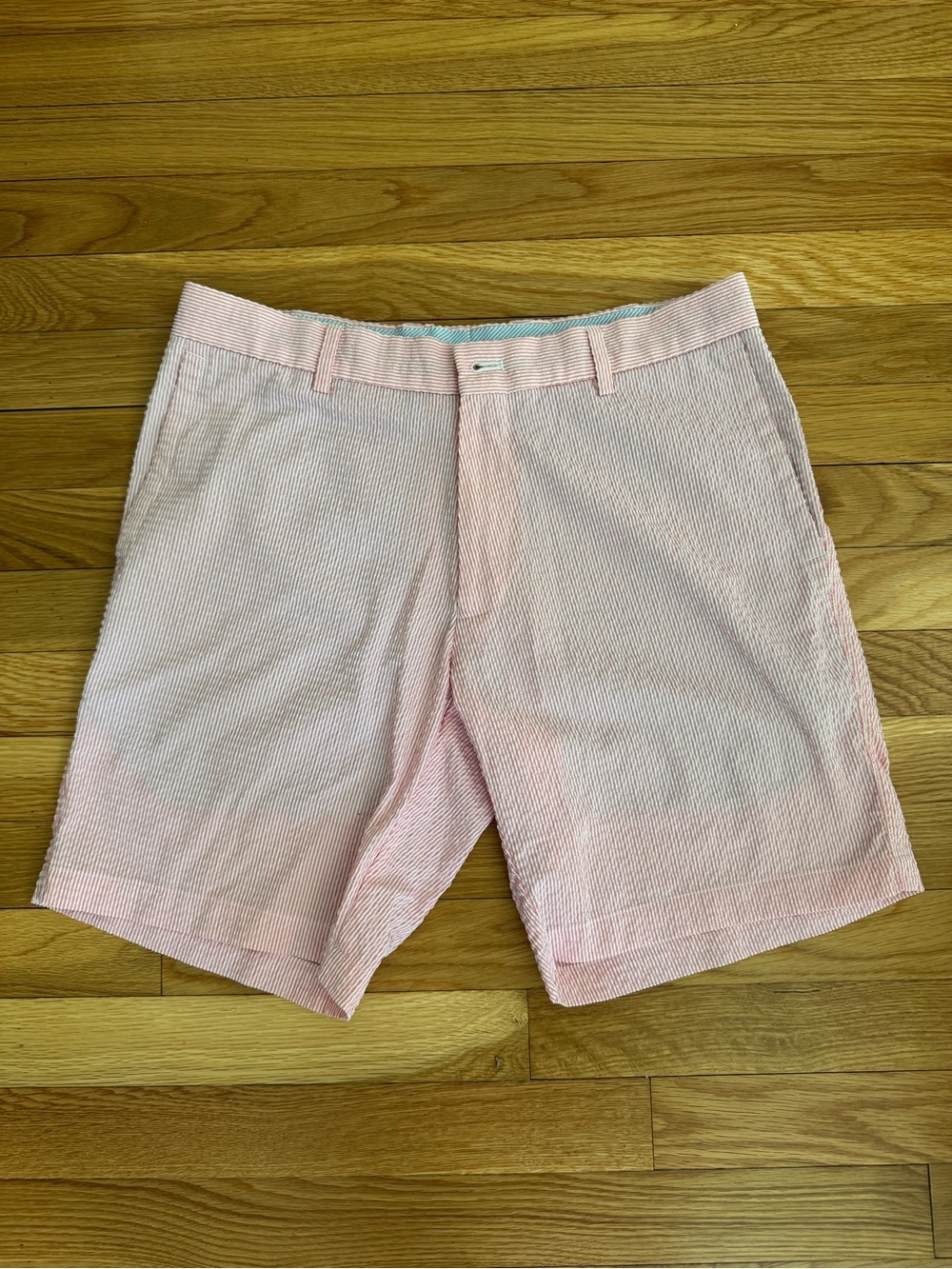 Peter Millar Pink Featherweight Seersucker Shorts- Size 32
